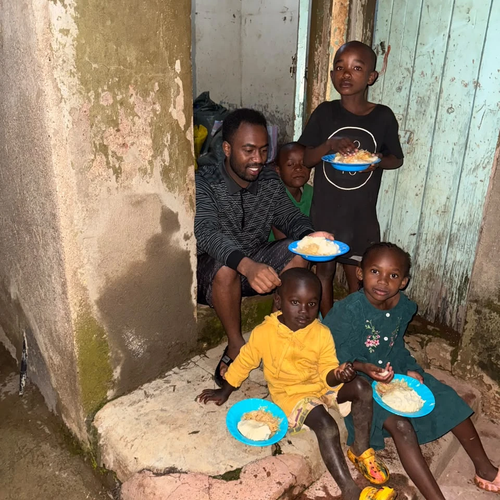 Enjoying a meal at Heaven's Home.
