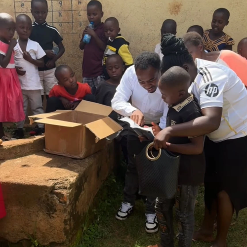 Introducing children to God's Word during our book distribution